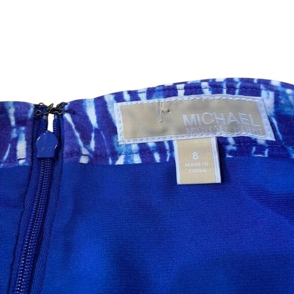 Michael Kors Tie-Dye Print Skirt Women’s Size 8 Blue Midi 17” Length Stretch - Picture 2 of 4